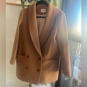 Sezane Paris James Wool blend Camel Double-Breasted Blazer/Coat